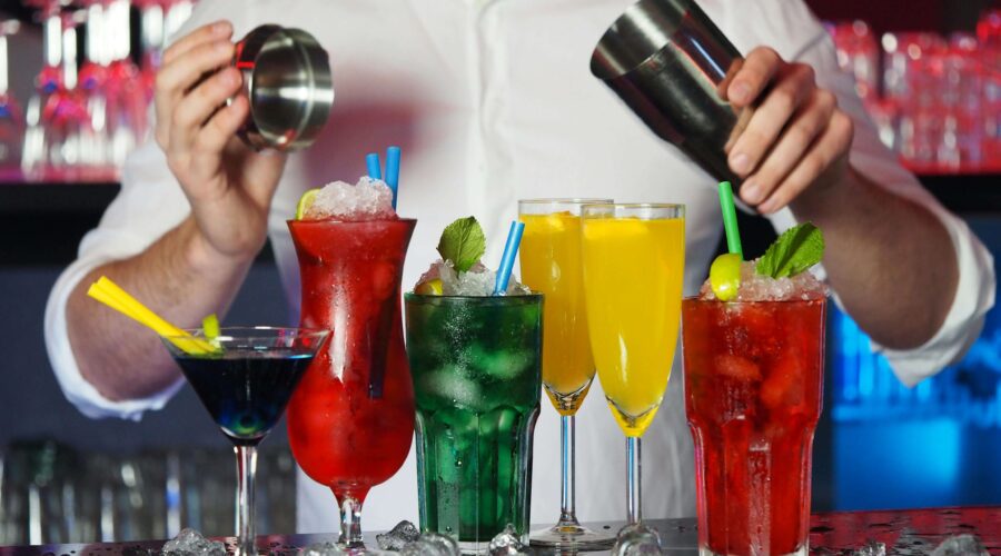 a bartender mixing cocktails